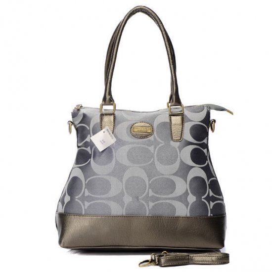 Coach In Signature Medium Grey Satchels BBV - Click Image to Close